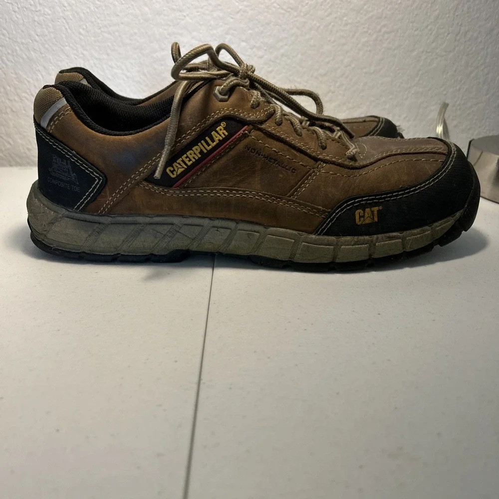 Caterpillar Cat‎ Brown Leather Composite Toe Safety Shoes Men's Size 10